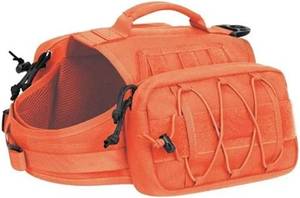 lot 40073 image: Nylon Dog Backpack Adjustable with Side Pockets Harness Hiking Gear Dog Vest for Medium & Large Dogs(Orange) STOCK PHOTO APPROXIMATE