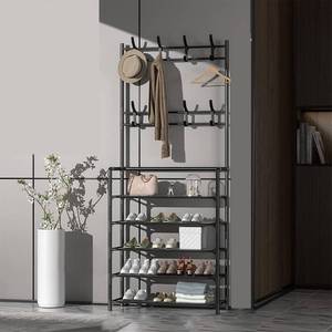 lot 40074 image: Standing Coat Rack, Modern Metal Clothes Garment Hanging Storage Shelf Hanger, Coat Rack Freestanding with Shelves, Storage Shelf Hanger For Entrance Hall, Freestanding Coat Stand COLOR IS WHITE