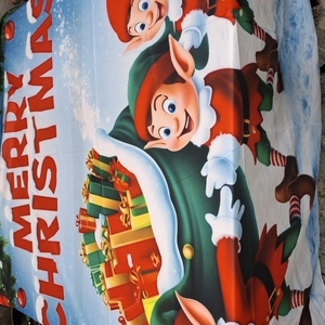lot 40076 image: MERRY CHRISTMAS PHOTO BACKDROP ELF BACKDROP
