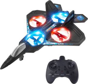 lot 40077 image: Foam RC Airplane Drone for Kids, Remote Control Helicopter, Toy Plane Fighter Jet with LED Light, Auto Hover, 360 Flip, 2 Batteries (16 Mins Flight), Easy to Fly for Beginners