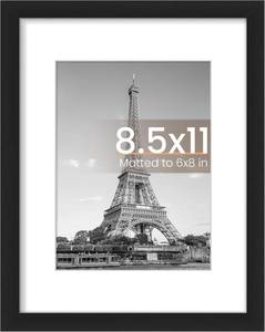 lot 40086 image: upsimples 8.5 By 11 Picture Frame, Certificate Frames, Black 1 Pack  8.5 x 11 Frame, 6x8 Frame with Mat for Gallery Wall Decor, Diploma, Gradution, Baby, Dog, Dorm, Christmas