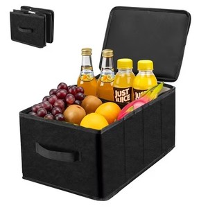 lot 40505 image: Deli Car Trunk Organizer, Foldable Organizer for Car, 2 Compartments Large Capacity Car Trunk Storage Organizer, Black