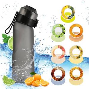 lot 40508 image: nezababy Water Bottle with Flavor Pods,Fruit Fragrance Water Bottle,Scent Water Cup,Sports Water Cup Suitable for Outdoor Sports (Black(650ML)6Pcs)