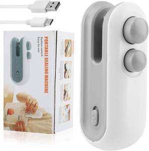 lot 40510 image: Mini Bag Sealer, 2 in 1 Chip Bag Sealer and Cutter USB Rechargeable  Vacuum Food Sealer Bag, Portable Handheld Snack Bag Sealing Machine Mini Resealer for Plastic Bags
