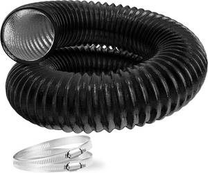 lot 40529 image: Flexible 12-Inch Aluminum Ducting, Dryer Vent Hose, Heavy-Duty Three-Layer Protection, 8-Feet Long for Heating Cooling Ventilation and Exhaust, Black