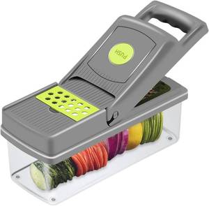 lot 40535 image: Hand Food Chopper 12 in 1 Vegetable Slicer Veg Chopper Set Grater Gadgets with Cleaning Key