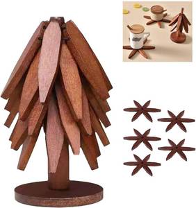 lot 40095 image: Walnut Tree Table Mat,Wooden Table Mat Tree,Foldable Trivets for Hot Dishes,Non-Slip Heat Insulated Folding Wood Table Plate Mat (Walnut)