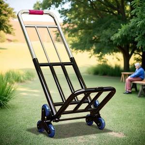 lot 40100 image: 330lbs Heavy Duty Folding Hand Truck Stair Climbing Cart with Large Wheels Portable Luggage Dolly for Travel Moving Shopping Office Sports Equipment Transport