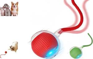 lot 40121 image: 360  Automatic Rolling Interactive Pet Toy. Indoor Flashing LED Floor Roller with Random Motion for Cats & Small Dogs, Continuous Stimulation & Exercise. (Red)