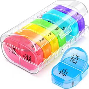 lot 40143 image: AUVON Pill Box 2 Times a Day, 7-Color for Easy Tracking, Dual Protection  Weekly Pill Organizer AM PM with 7 Daily Pocket Case to Hold Vitamin, Medicine, Medication, and Supplement, BPA-free