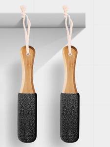 lot 40145 image: Foot Pumice Stone Pedicure File, Pedicure Tool and Exfoliator, Pedicure File Callus Remover for Wet and Dry Feet, with Wooden Handle, for Rough Skin and Corns Pedicurec (Black, 4.132.681.37 Inches)