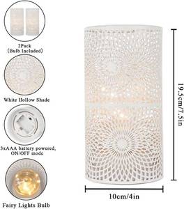 lot 40156 image: JHY DESIGN White Table Metal lamp Battery Powered Cordless Accent Light with Edison Style Bulb battery operated Great for Weddings Parties Patio Events for Indoors Outdoors