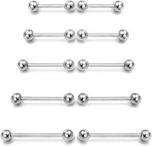 lot 40346 image: Prjndjw 14G Surgical Steel Straight Barbell - Tongue & Nipple Rings for Women & Men - Length 12MM, 14MM, 16MM, 18MM, 22mm - Piercing Jewelry
