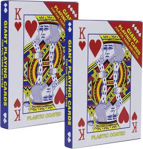 lot 40353 image: 3 Pack Large Jumbo Playing Card Deck - 5x7 Inch Giant Poker Super Big Game Card Set Oversized Bridge Playing Cards Huge Magic Poker for Family Party Fun