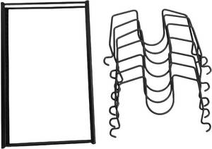 lot 40367 image: Pots and Pans Rack for Under Cabinet Pot Lid Organizer Holder  with 7 Adjustable Dividers Black for Kitchen Save cabinet space