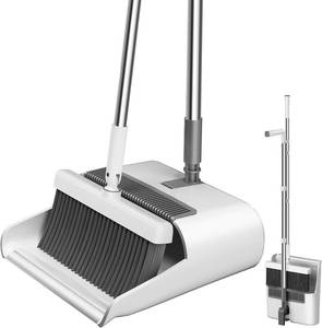 lot 40374 image: Household 53 Broom and Dustpan Combo Set, Extra Long Handle Broom and ZeroGap Dustpan Sets with Teeth, Upright Storage Broom and Dustpan Sets for Home and Kitchen Off White STOCK PHOTO APPROXIMATE