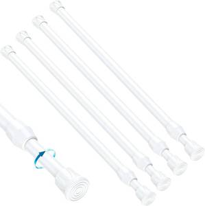 lot 40376 image: MEXAU 4PCS Small Tension Curtain Rod 28 to 48 Inch,White Short Curtain Rods No Drilling,Loaded Expandable Spring Curtain Rods for Kitchen,Closet,Cupboard,Door,Bookshelf