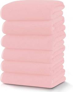 lot 40545 image: TENSTARS Silk Hemming Hand Towels for Bathroom - Quick Drying - Ultra Soft Microfiber Absorbent Towel for Bath Fitness, Gym, Shower, Hotel, and Spa - 16x28 Inch  Set of 6, Pink