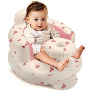 lot 40567 image: Inflatable Baby Seat for 3-36 Months Blow Up Floor Seat  Back Support Built-in Air Pump Learning to Sit 21x20 IN