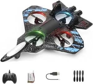 lot 40574 image: Star Fighter RC Jet Drone for Kids and Adults, EPP Lightweight, LED Lights, 360  Flip Stunt Roll, with Remote Control