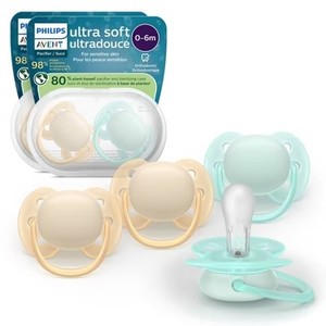 lot 40595 image: Philips Avent Ultra Soft Pacifiers 0-6m - SandPale Mint - 4pk