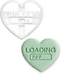 lot 40610 image: BAKERLOGY LOADING Conversation Heart Cookie   Gamer Valentine Baking Tool, Heart-Shaped Sugar Cookie & Fondant Design