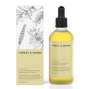 lot 40611 image: Forest & Shore Hair Growth Oil, 100% Natural, with Caffeine, Biotin, Castor , Argan & Rosemary, Effective Serum for Damaged Hair