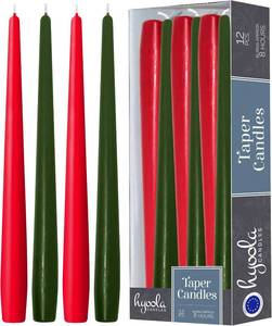 lot 40619 image: Hyoola Christmas Candles - Green and Red Taper Candles 10 Inch Dripless, 12 Pack Unscented Holiday Candles - European Made