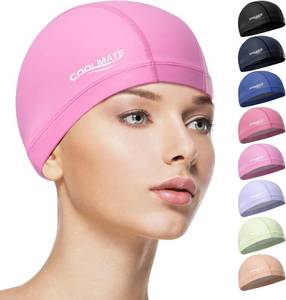lot 40636 image: COOLMATE Pink Fabric Swim Cap for Women, Men & Kids, Lightweight, 1 Pack