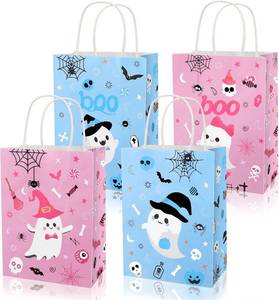 lot 40649 image: Konsait 16 Pack Halloween Boo Bags, Pink and Blue Ghost Gift Bags with Handle, Cute Halloween Bag for Trick-or-Treat, Parties, Birthday