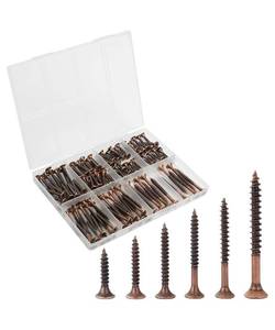 lot 40655 image: Mr. Pen- Wood Screws Assortment Kit, 152 pcs, Bronze, Phillips Flat Head  6 Sizes (2, 1-12, 1-14, 1, 34, 12), Durable Assorted Wood Screws for Woodworking & Household, Storage Box Included