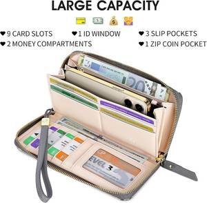 lot 40663 image: Pomelo Best Womens Wallet RFID Blocking Leather Multi Credit Card Large Capacity Wristlet Zip Around Long Wallets for Lady