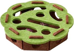lot 20193 image: Felt Maze Tunnel Toy Box with Bell Ball for Cats  Felt box with maze tunnel and bell ball. Encourages exploration and interactive play.(Green-round)