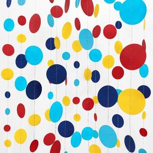 lot 21391 image: Red Blue Yellow Party Decorations Circle Dots Garland Hanging Paper Polka Dot Streamer for Carnival Circus Clown Fiesta Festivals Birthday Wedding Bridal Shower Wedding Shower Party Supplies