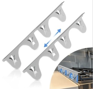 lot 26458 image: Stove Gap Covers Stainless Steel, 2 Pack, Stove Gap Filler, Stove Gap Guard, Range Trim Kit, Heat Resistant, Easy Clean, Retractable, Length 13.8 to 27.5
