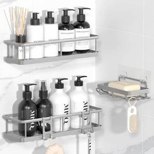 lot 26460 image: Shower Caddy Adhesive, Rustproof Shower Organizer with Soap Holder, Large Capacity Shower Shelves for Inside Shower, No Drilling Bathroom Organizers and Storage for Home Decor 3 Pack Grey