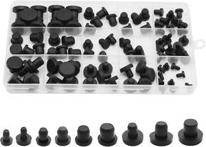 lot 26479 image: 90Pcs Silicone Rubber Hole Plugs Set, Vacuum Caps Kit in 9 Sizes, Flexible Sealing Stoppers for Powder Coating, Bottles, Bathtub, Pipe & DIY Projects Multi-Purpose (Black)