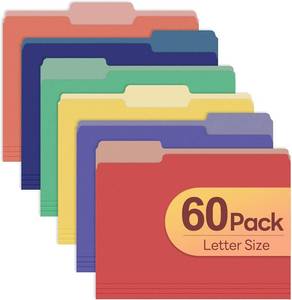 lot 26482 image: Piasoenc Color File Folders Set of 60, 13 Cut Tab, Letter Size Folder for 8.5 x 11 Documents Files, Assorted 6 Colors Filing for Office School Business