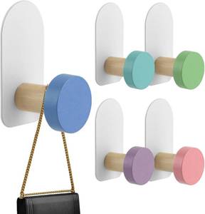 lot 26484 image: 5pcs Self-Adhesive Kids Coat Hooks, Cartoon Animal Pattern Wooden Hooks Wall Hooks Sticky Hook, Childrens Coat Hook for Towel, Clothes, Key, Backpacks and Hats(ColorMacaron)