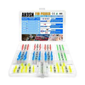 lot 26486 image: 110 Pieces, 5 Sizes, Heat Shrink Wire Connectors Kit, Self Shrink Solderless MarineAutomotive Butt, Waterproof Electrical Connectors with 5 Size Color-Coded (AWG 10-26), Perfect for Wire Splicing