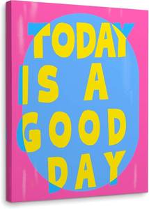 lot 26487 image: Inspirational Canvas Wall Art,Girly Wall Art,Blue Preppy Funky Today Is a Good Day Framed Canvas Wall Art Decor 14x11,Colorful Hot Pink Preppy Paintings Artwork Office Dorm Room Home Wall Art Decor