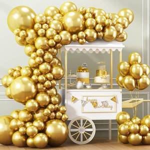 lot 27244 image: APLANET 150pcs Gold Balloons Different Sizes 18 12 10 5 Inch, Happy New Year Latex Balloons for Gold Themed Birthday Wedding Baby Shower Party, Grad Anniversary Supplies, Arch Kit Decoration