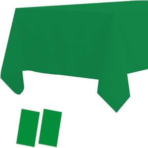 lot 27292 image: 2 Pack Plastic Tablecloths Disposable Plastic Table Cloths Covers for BBQ Picnic Birthday Wedding Parties Waterproof Oil-Proof Cloth Light Weight Green Table Covers 54 x 108 in