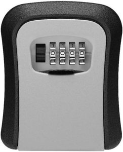 lot 27293 image: Alloy Combination Key Lock Box, Waterproof Dustproof Wall Mounted Key Storage Box, 4 Digit Resettable Password Security Lockbox, Heavy Duty Secure Key Safe for Apartment Daily Keys Card Storage