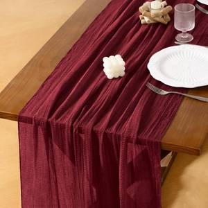 lot 27295 image: Cheesecloth Table Runner Summer Boho Wedding Shower Party Home Decor  Burgundy Rustic Gauze 10FT 120in Cheese Cloth Sheer Farmhouse Dining Runner for Baby Shower Birthday Holiday Decorations