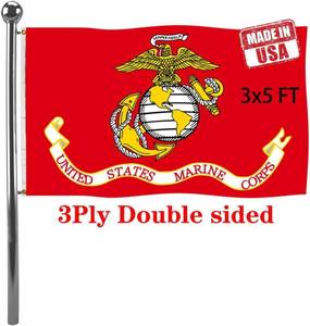 lot 27323 image: Jayus Double Sided US Marine Corps Military Flags 3x5 FT Outdoor - Vivid Colors 220D Marine Corps Flag Banner with 2 Grommets
