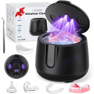 lot 27324 image: Ultrasonic Retainer Cleaner Machine 48kHz, Cordless Dental Pod Ultrasonic Jewelry Cleaner Portable with Digital Timer & 200ML for Denture Aligner Night Mouth Guard Braces Electrochemistry Accessories
