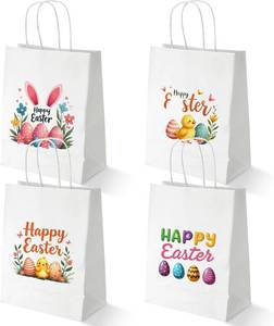 lot 27332 image: Easter Kraft Favor Bags with Minimalist Prints - Bulk-Friendly Paper Bags for Parties, Egg Hunts & Group Celebrations