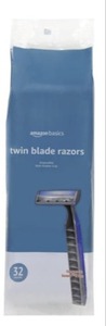 lot 27335 image: Amazon Basics Twin Blade Pivoting Disposable Razors with Rubber Grip, 32 Count,