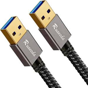 lot 45018 image: USB to USB Cable 3 ft, USB 3.0 Male to Male Braided Cord, 5Gbps Data Transfer, Compatible with Hard Drive, Cooling Pad, DVD (Not PC-to-PC)